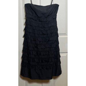 NEW Gap Black Strapless Ruffle Shift Dress Size 10 Silk & Cotton Blend Lined